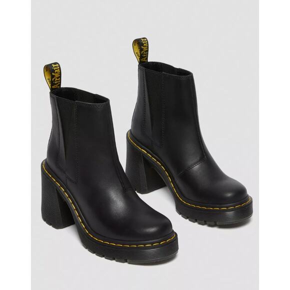Dr. Martens Spence Leather Flared Heel Chelsea Boots in Black - Picture 3 of 7
